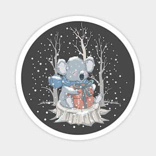 Winter Snow with Cute Animal Magnet